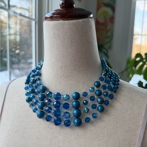 1950s Vintage Blue Beaded Necklace